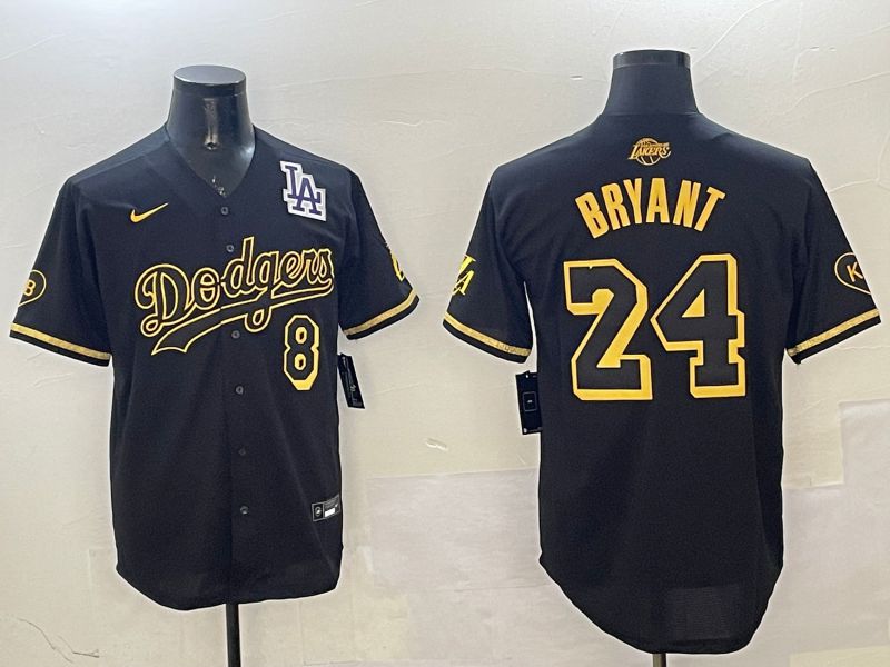 Men Los Angeles Dodgers 24 Bryant Black Gold Five generations Game 2025 Nike MLB Jersey style 4